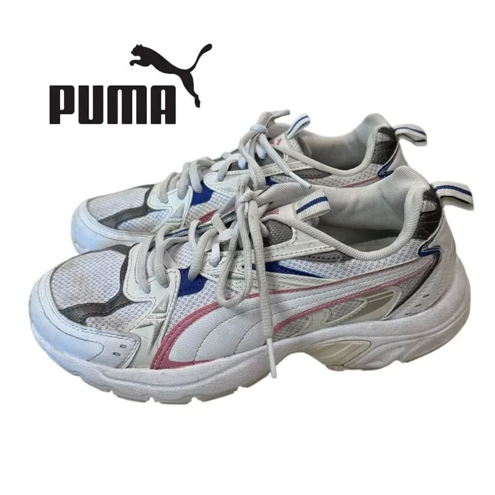 PUMA Women's Milenio Tech White Pink Blue 402947-10 Running Outdoors Gym Shoes 9